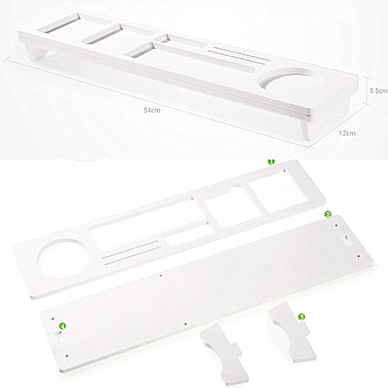 White Wooden Computer Keyboard Rack Office Table Storage Shelf for Stationery/Phone/Pad Holder Office Desktop Organizer
