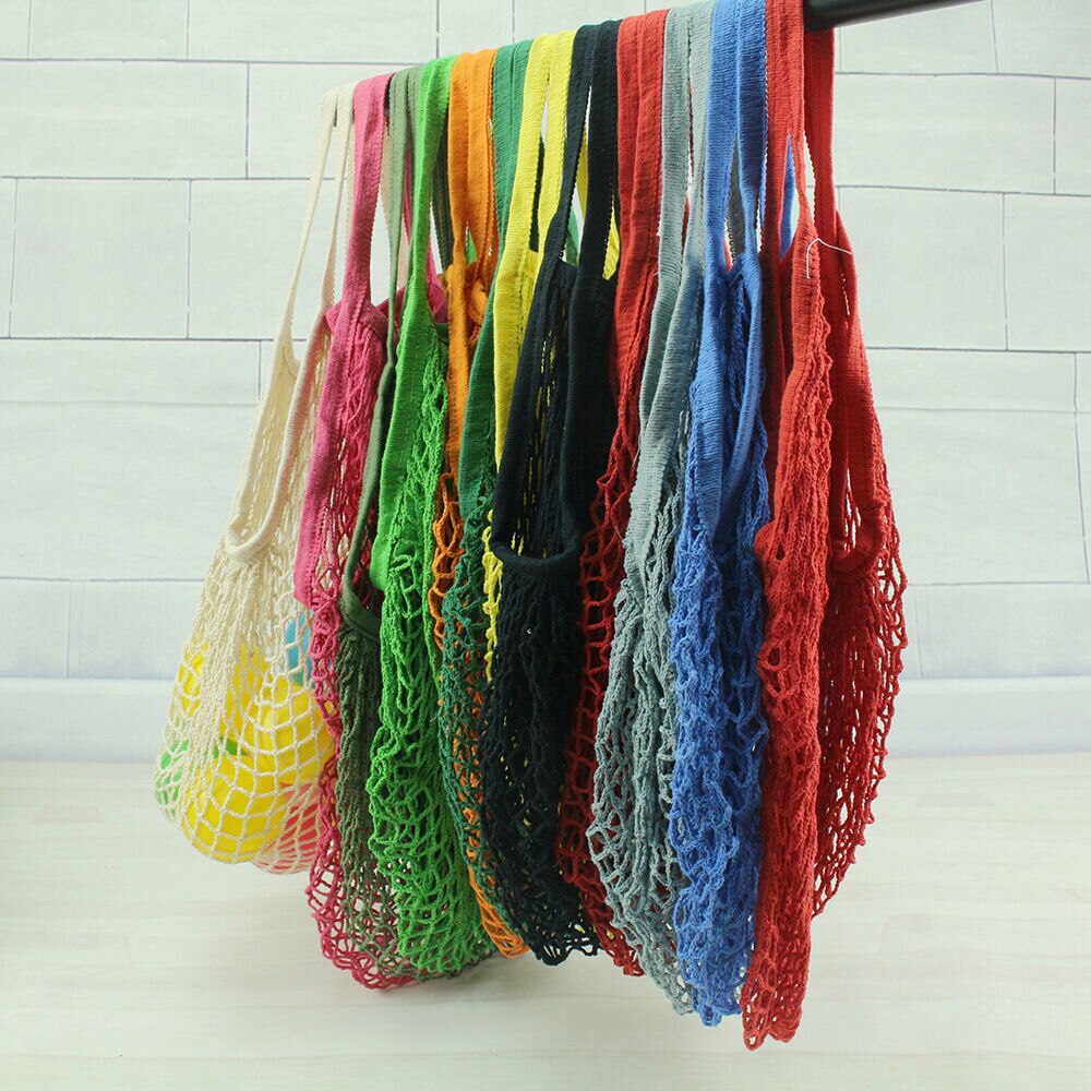 Limit 100 Reusable Fruit Shopping String Grocery Shopper Cotton Tote Mesh Woven Net Bag P