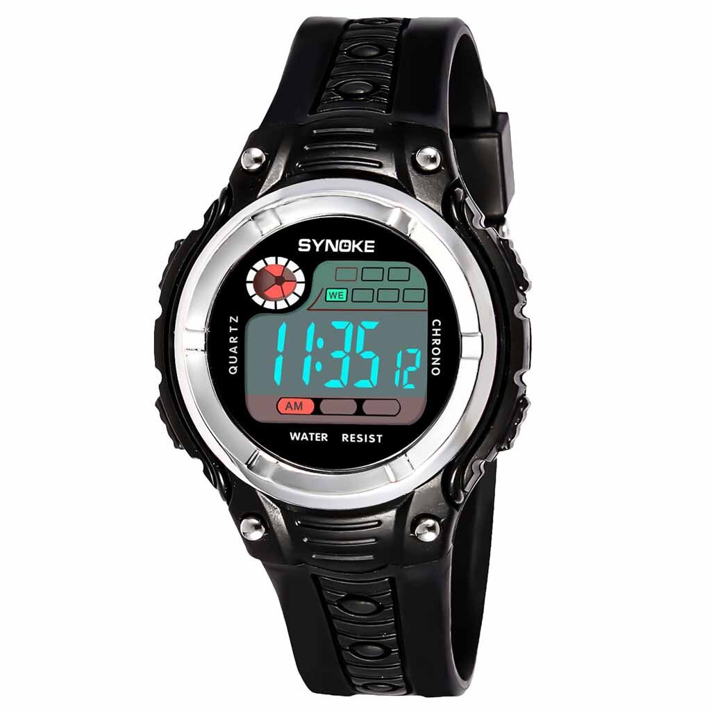 kids watch Children's Watches Two-color Large Screen Student Wristwatches Children's Sports Waterproof Electronic Watch Relogio: Black
