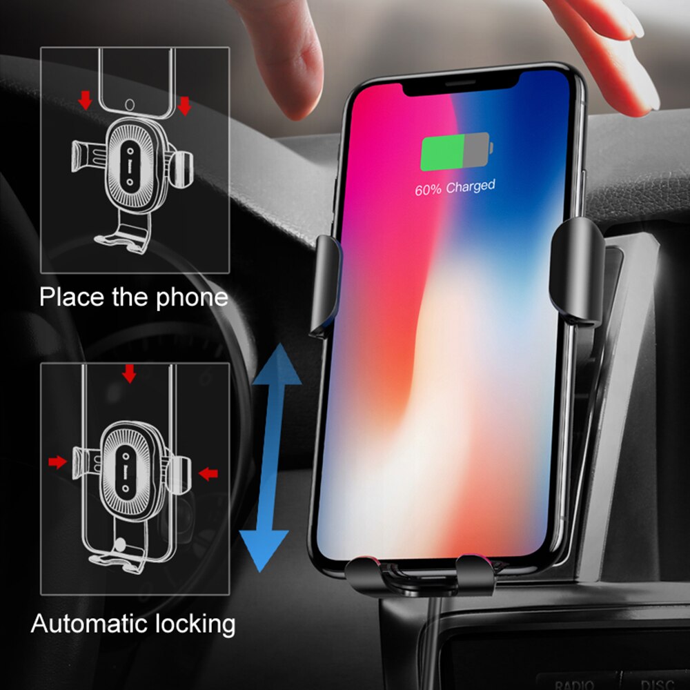 Auto Telefoon Houder 10W Qi Draadloze Oplader Voor Iphone Mobiele Telefoon Auto Mount Telefoon Houder Voor Samsung Xiaomi In air Vent Mount