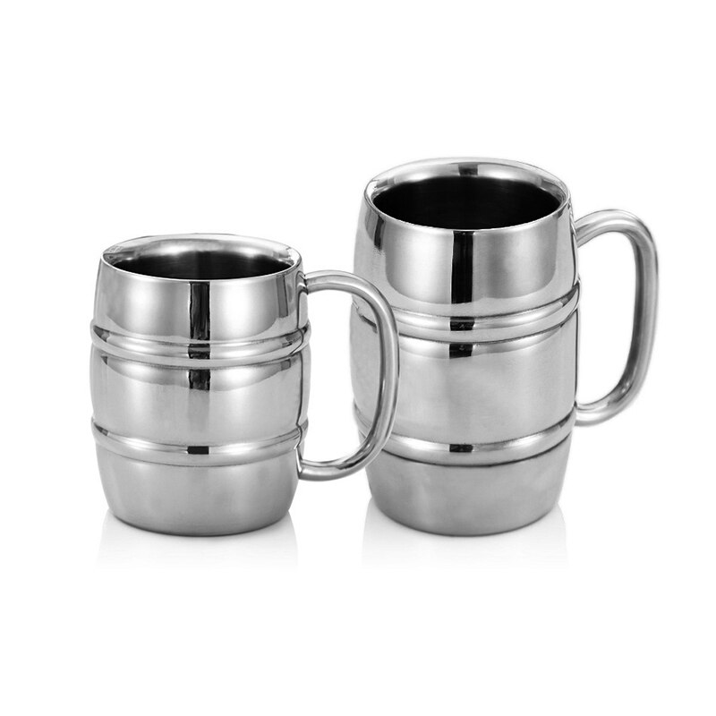 Insulated Beer Mug Holds Beer Ice Cold Double Wall Stainless Steel Wine Glass with Handle Coffee and Tea Drink Mug For Traveling
