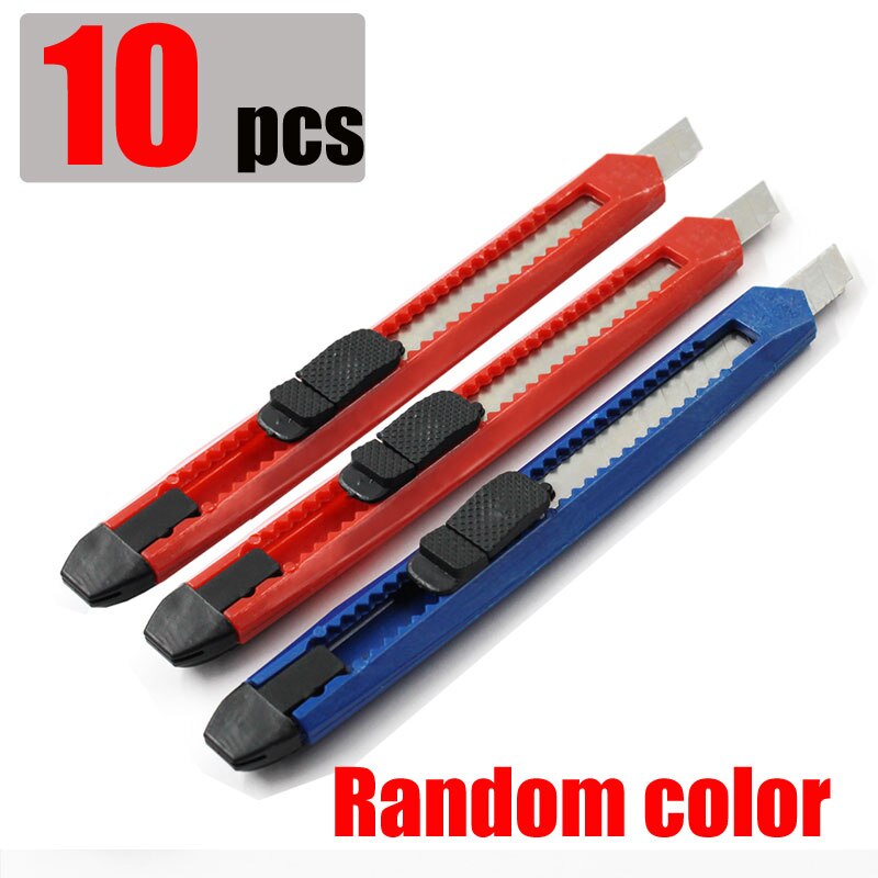Mini Utility Knife Snap Off Retractable Razor Blade Knife Leather Tool Cutter DIY School Tool Supplies Art and Craft Mini Tool: 10pcs knife
