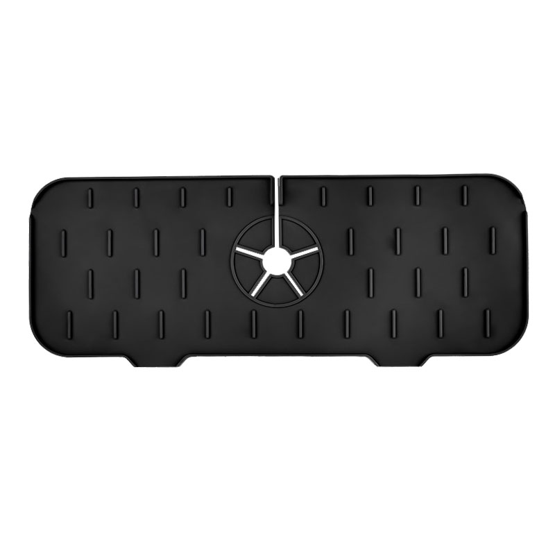 1PC Grey/Orange/Black 37X14CM Kitchen Faucet Absorbent Mat Sink Splash Guard Silicone Drainage Drying Pad Countertop Protection: Silver