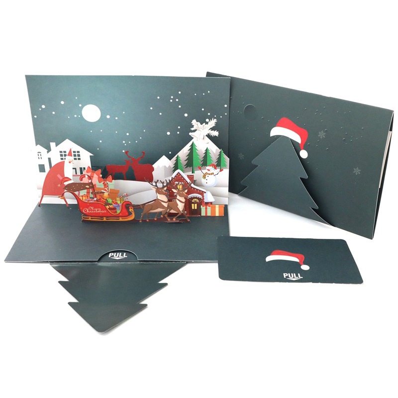 Jule pop-up kort gør det selv håndlavede 3d vinter festival lykønskningskort glade invitationskort: Default Title