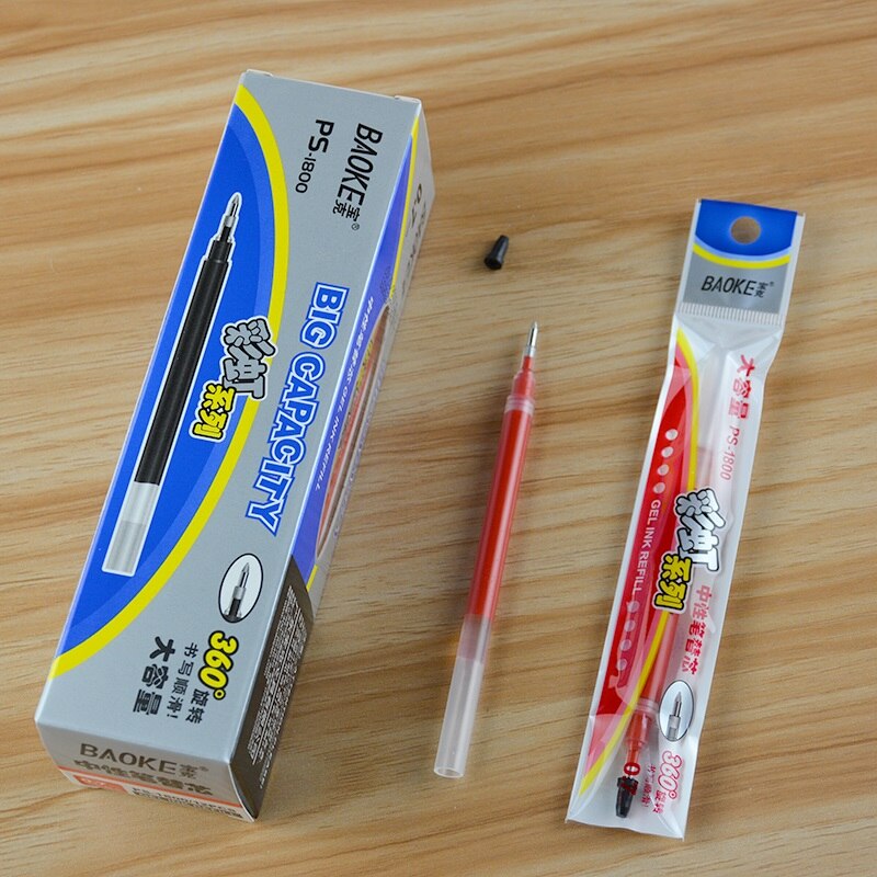 12 pièces BAOKE 0.5mm/0.7mm/1.0mm Gel givré stylo école stylo recharge haute capacité noir Gel encre stylos fournitures scolaires de bureau: 12X0.7mm RedRefill