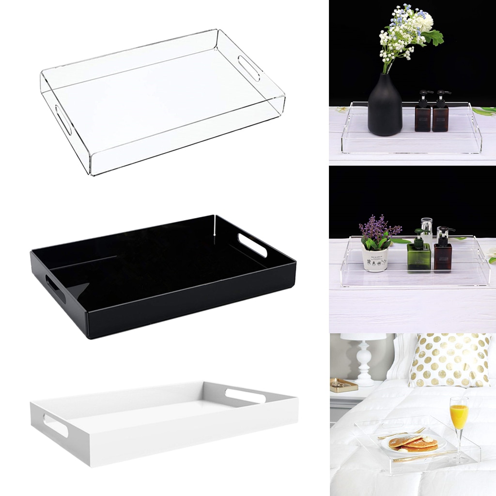 Acrylic Tray Organiser Serving Food Coffee Tea Trays Cosmetic Jewellery Storage