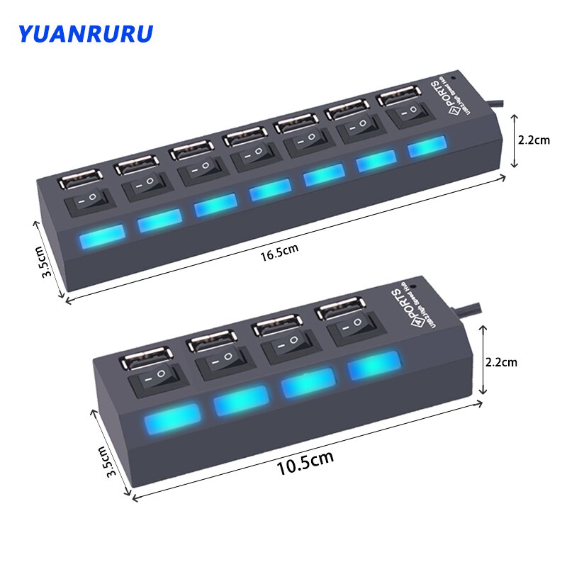 Usb Hub Usb Hub 2.0 Multi Usb Splitter Hub Usb Adapter Usb Hub 7 Port Meerdere Expander 2.0 Usb Hub usb-poort Met Schakelaar Voor Pc