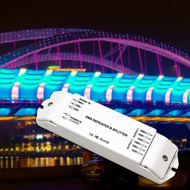 BC-812 DMX512 Signal power repeater DMX Power amplifier 1 to 2 channel output DMX power splitter DMX led controller,DC12V -24V
