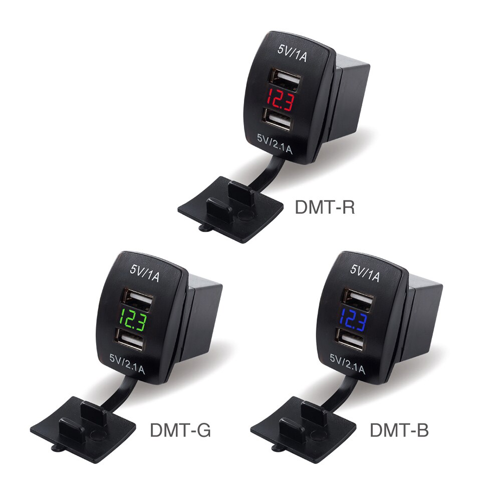 Waterproof 12V-24V Dual USB Plug Car Motorcycle Cigarette Lighter Socket Car Charger LED Digital Voltmeter Meter Electronic