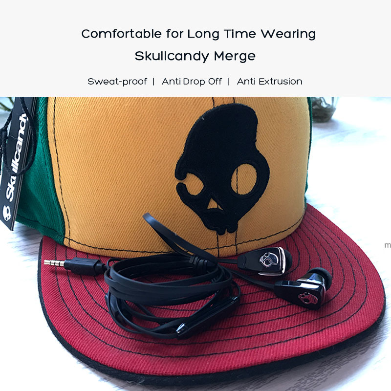 Original novo Skullcandy Merge fone de ouvido com fio de alta qualidade de som fone de ouvido intra-auricular com entrada de áudio de 3,5 mm, cor preta.