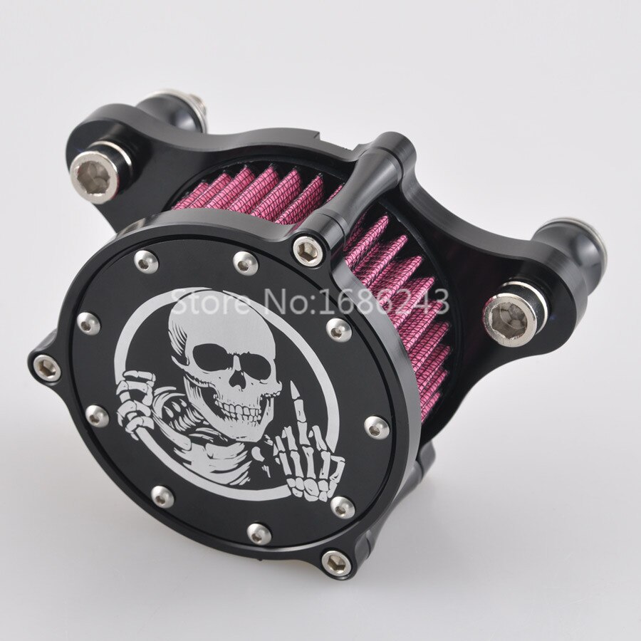 Aluminum Skull Air Cleaner Intake For Harley Sportster XL 883 1200 48 72 – Billet, 4in Flange
