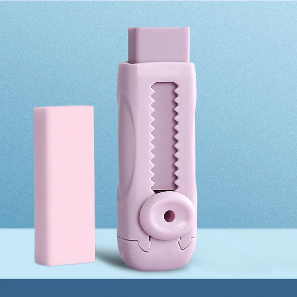 Pencil Eraser Useful Labor-saving Push Pull Rubber Wiping Stationery for Kids Students Drawing Writing School Supplies: Yellow