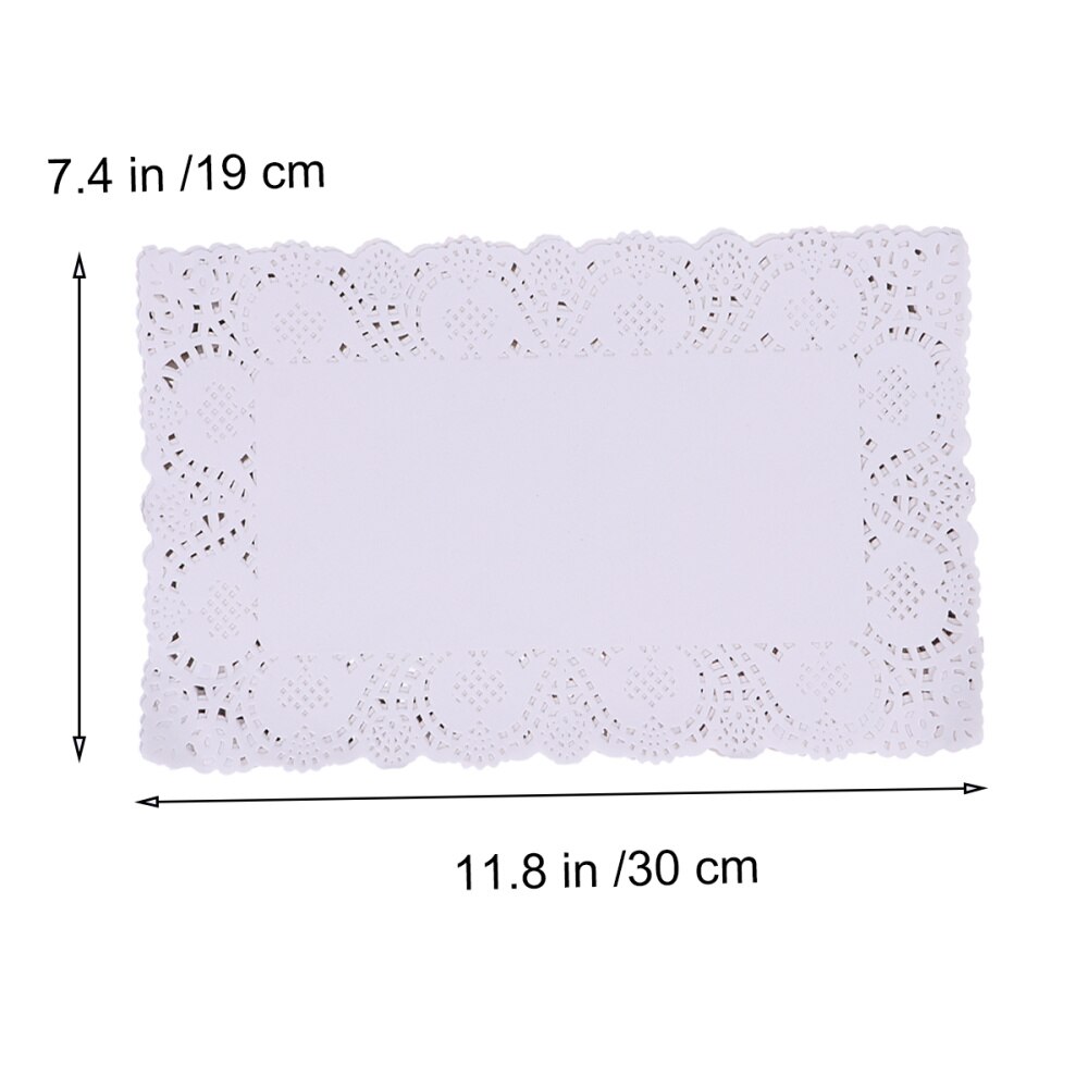 140pcs Disposable Oil-absorbing Rectangle White Lace Paper Doilies Cake Box Liner Packaging Paper Pad