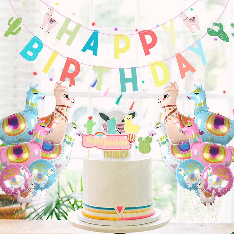 1Pcs 4D Cartoon Dier Alpaca Folie Helium Ballon Leuke Lama Opblaasbare Ronde Ballons Kinderen Baby Verjaardagsfeestje Decoraties