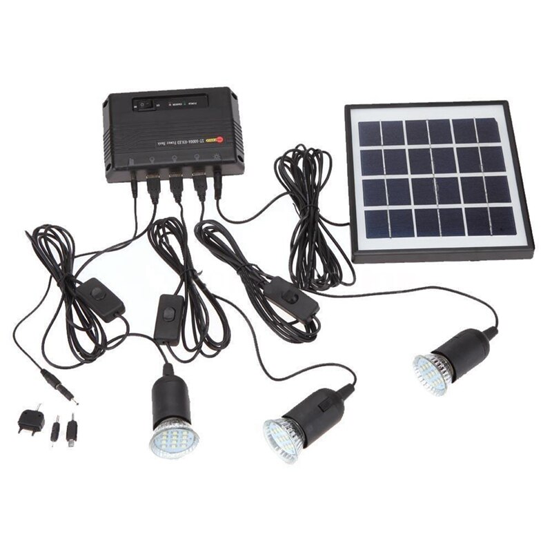 -Outdoor Solar Power Led Lighting Bulb Lamp System Solar Panel Home System Kit