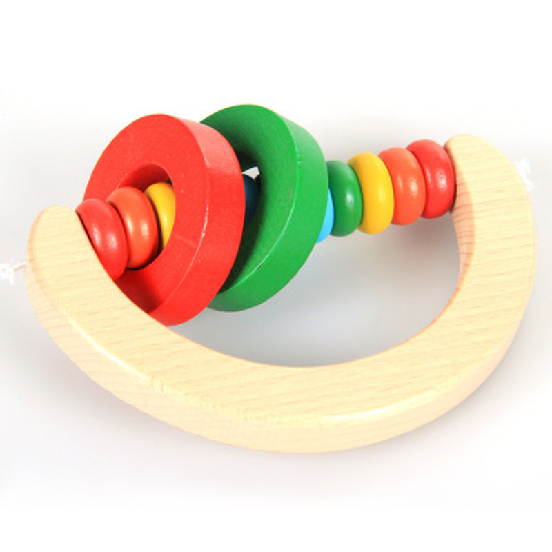 Wooden Bell Rattle Toy Baby Handbell Musical Educational Instrument Rattles For Toddlers Babies juguetes bebes