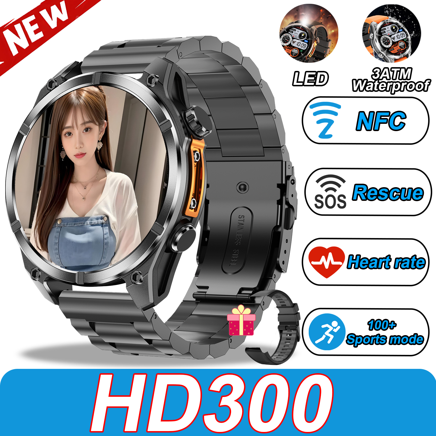 2025Nowy inteligentny zegarek robić nurkowania dla mężczyzn Ekran AMOLED 3ATM Wodoodporny sportowy naganiacz zwierza zdatność Tętno BT Połączenie Inteligentny zegarek dla Xiaomi: Czerwony