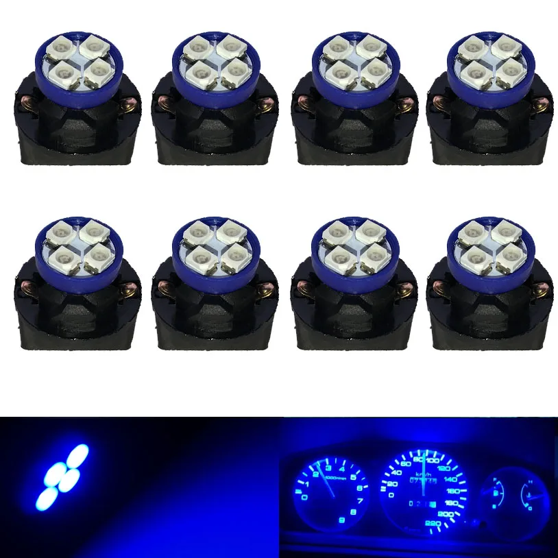8pcs T10 4 Led 3528SMD Bulb W5W 158 194 PC194 PC168 Twist Lock Socket Car Dash Dashboard Instrument Cluster Panel Gauge Light: Blue