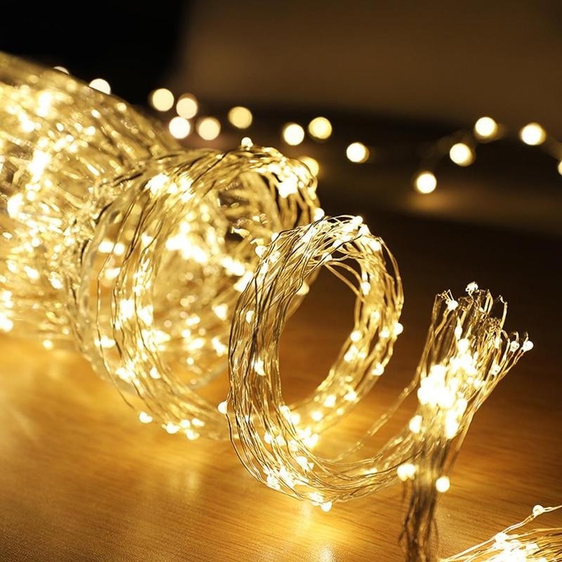 Led Copper Warm White Lighting Light String For Outdoor Wedding Room Background Christmas Tree Decor Waterfall Fairy Vine Lights