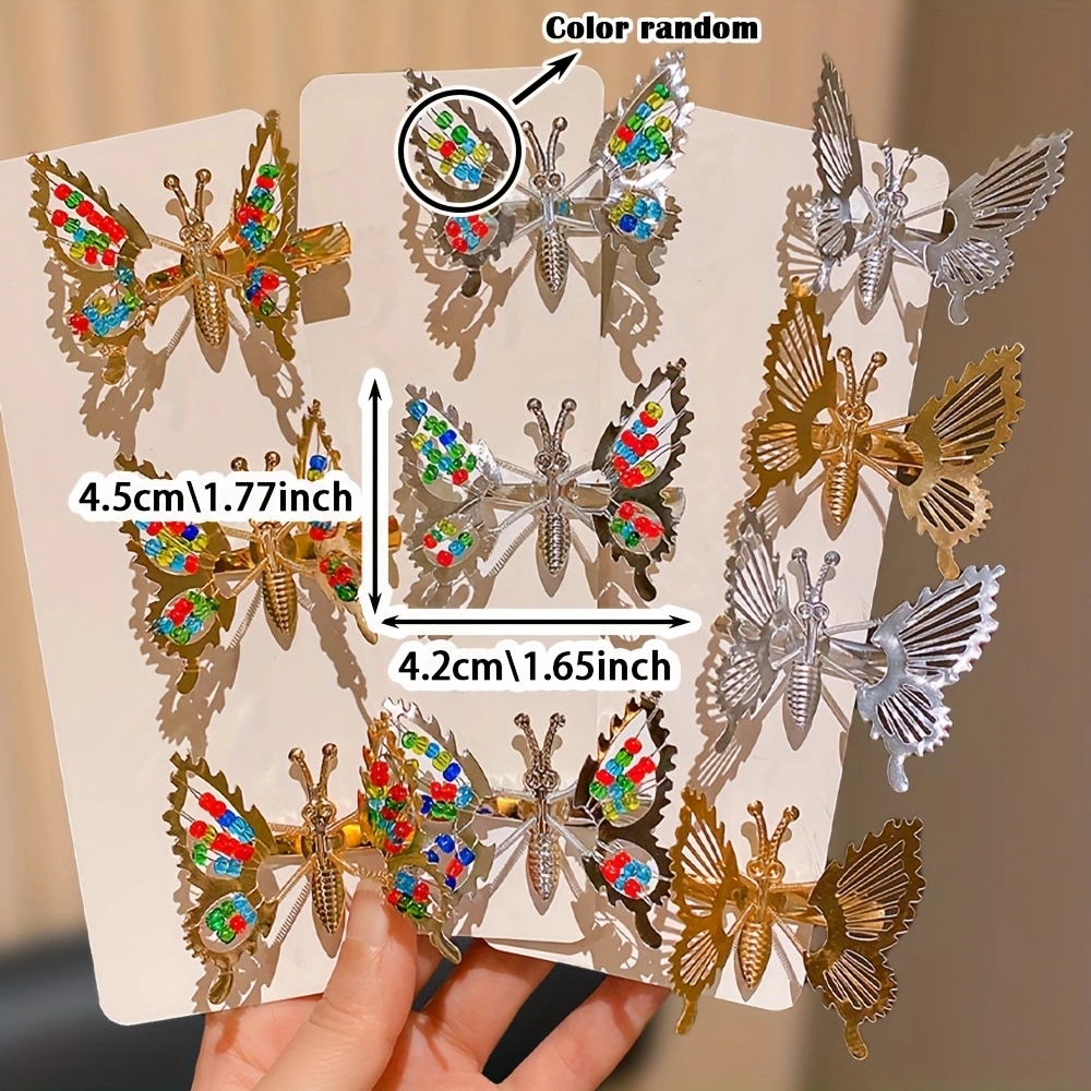 Pinzas para el cabello de mariposa Juego de 4/6/10 Textura metálica Sin esfuerzo aspecto dulce y fresco Ideal para la vida diaria de las niñas