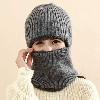 Bingyuanhaoxuan multifunktionel strik hue balaclava maske vinter uld hatte voksne mænd og kvinder huer tyk maske: Grå