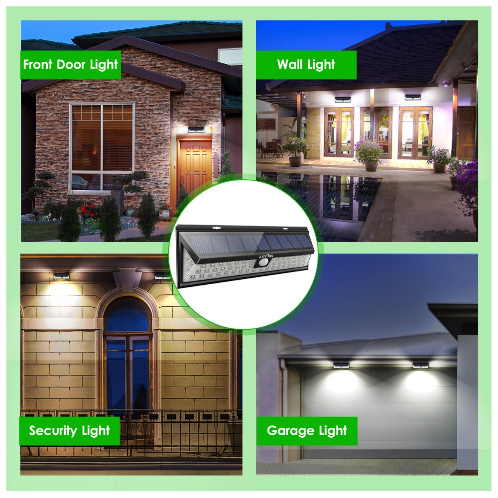 LITOM 54 LED Solar Light Outdoor Solar Motion Sensor Lights IP65 Waterproof Security Light For Garden Garage Yard Lamp Decoratio