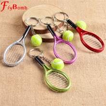 Mini Metalen Sleutel-keten Tennisracket Handgemaakte Souvenir Leuke Tenis Racquet Bal Sleutel Sport Chain Auto Fiets l335OLE