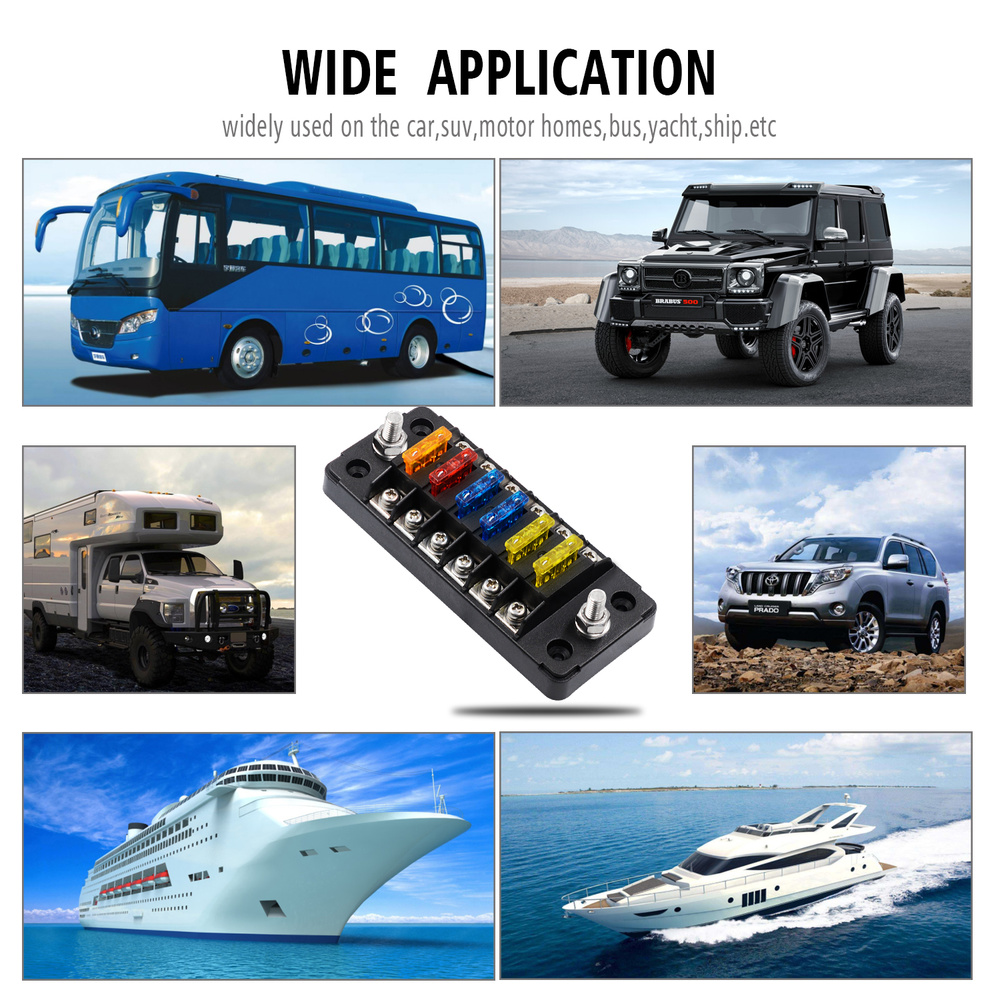 Car Fuses Box Holder 12V 75A Mass Breaker Digital Voltmeter Dual USB Port Fuse Block 6 Ways 12 Ways For Boat Camper RV Parts