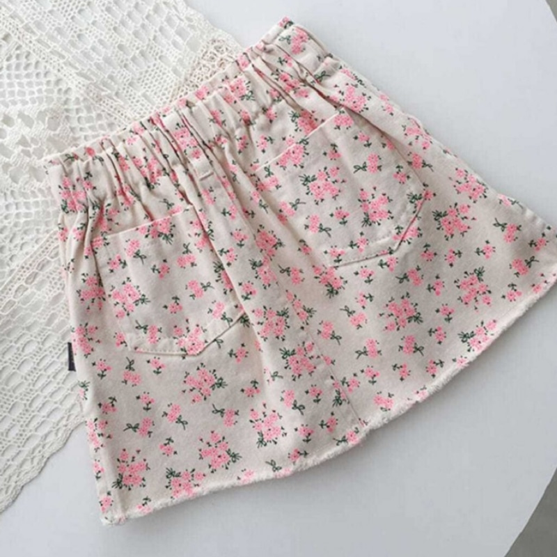 Moda neonata Jean gonna corta stampa floreale neonato bambino gonna di jeans di cotone primavera autunno estate vestiti per bambini 1-7Y