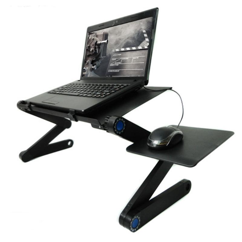 Verstelbare Laptop Tafel Stand Aluminium Vouwen Notebook Tablet Desk Stand Met Dual Koelventilator Slaapbank Lui Laptop Bureau Tafel
