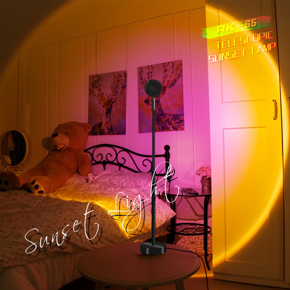 Sunset Projector Lamp Rainbow Atmosphere Led Night Light for Home Bedroom Background Wall Decor Video Photpgraphy Shooting Lamp