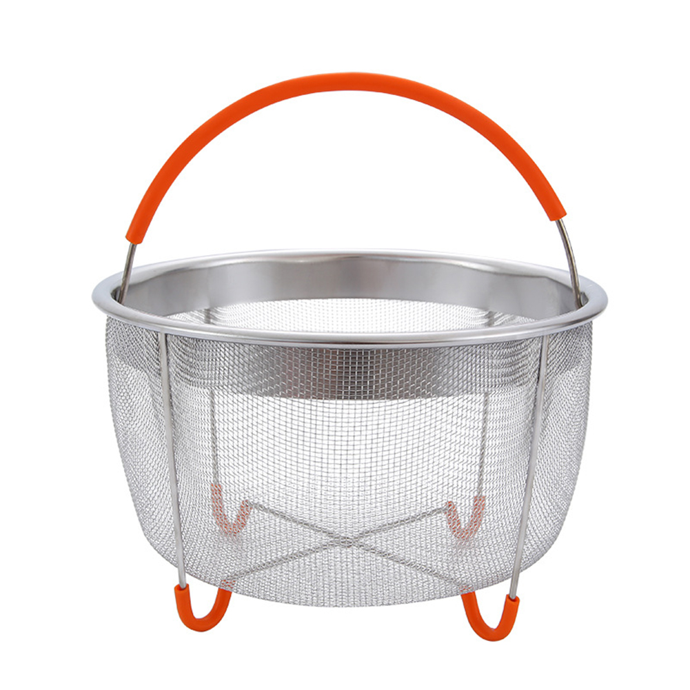 Multifunctionele Stevige 304 Roestvrij Staal Stoomboot Insert Mand Voor 6qt Instant Pot Snelkookpan Met Siliconen Handvat: orange