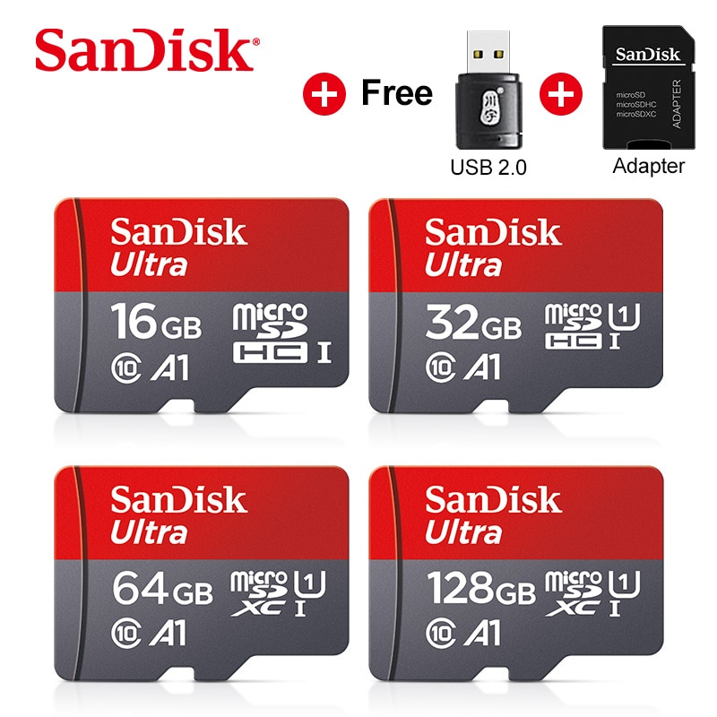 Original SanDisk A1 Memory Card 64GB 128GB 16GB Max Read Speed 80M/s Micro SD Card Class 10 UHS-I 32GB Flash Card Memory Microsd