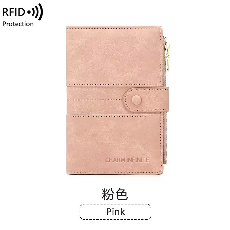 REID Leather Wallet Anti Theft Women's Wallet Multi Slot Short Zipper Wallet