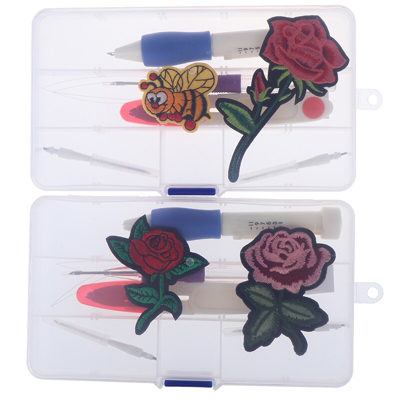 Embroidery Starter Kit Full Set Magic Embroidery Pen Punch Needle Hoops Threads Stitching Punch Pen Set Craft Tool For Beginner
