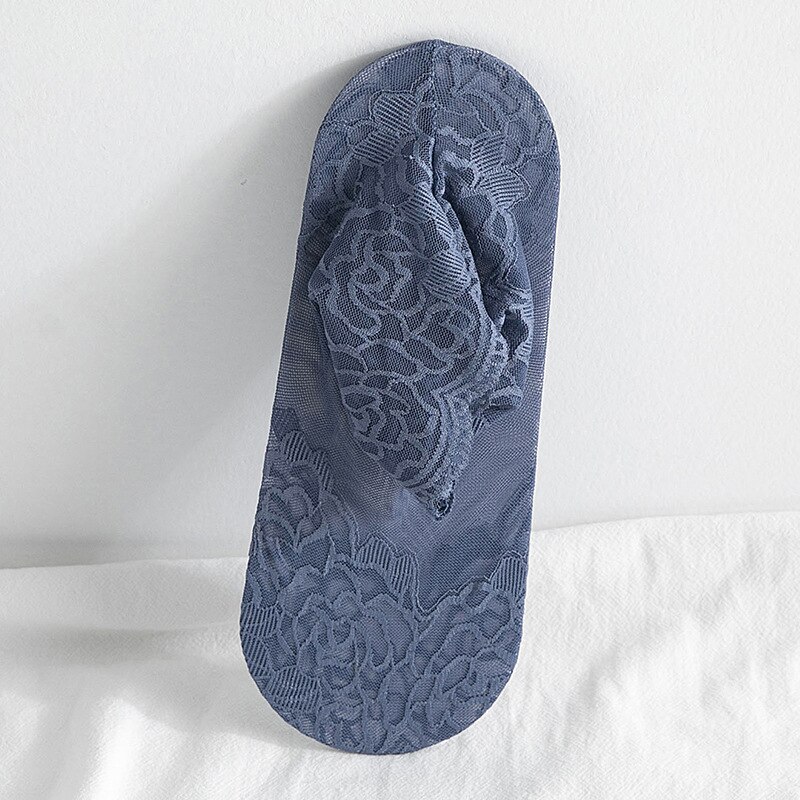 Kvinder blonder sokker forår sommer sokker kvindelige blonder ankelstrømper gennemsigtig tynd koreansk stil: Marine blå