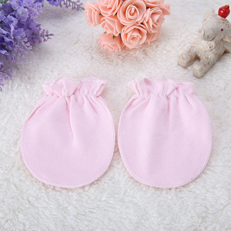 3 Pairs Unisex Baby No Scratch Mittens Anti Grabbing Hands Gloves Soft Cotton Comfortable Solid Colors Infant Face Protector