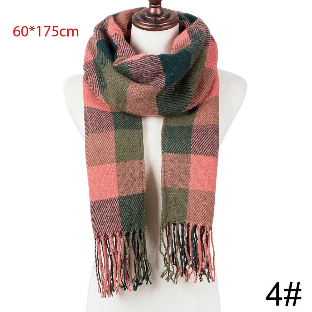 Vinter tørklæde til kvinde strik tassellong tørklæde bomuldsjal wrap sjal kvinde plaid efterår vinter varmt tilbehør: 4