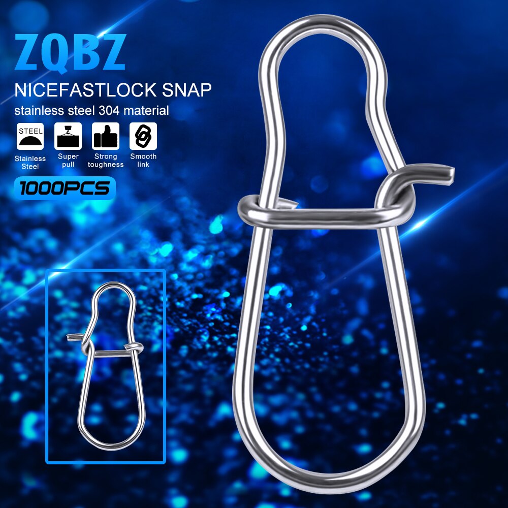 1000pcs NiceFastlock Snap Fishing Barrel Swivel safety snap 12mm-33.5mm Swivel Snap 0#-8# fishing swivels