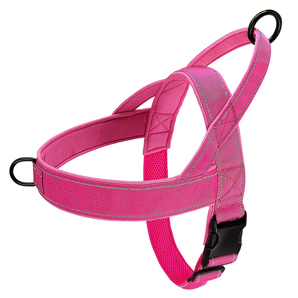 Durable Nylon Dog Harness No Pull Dog Harness Vest Reflective Pet Training Harnesses For Small Medium Large Dogs German Shepherd: Pink / M