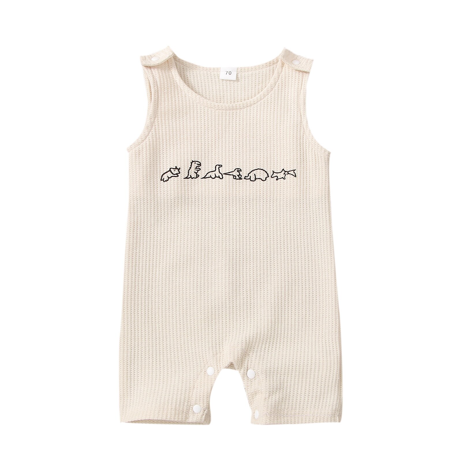 0-18M Baby Boy pagliaccetto senza maniche girocollo dinosauro stampato abbottonato pantaloni corti body per abbigliamento estivo per bambini: B / 3M