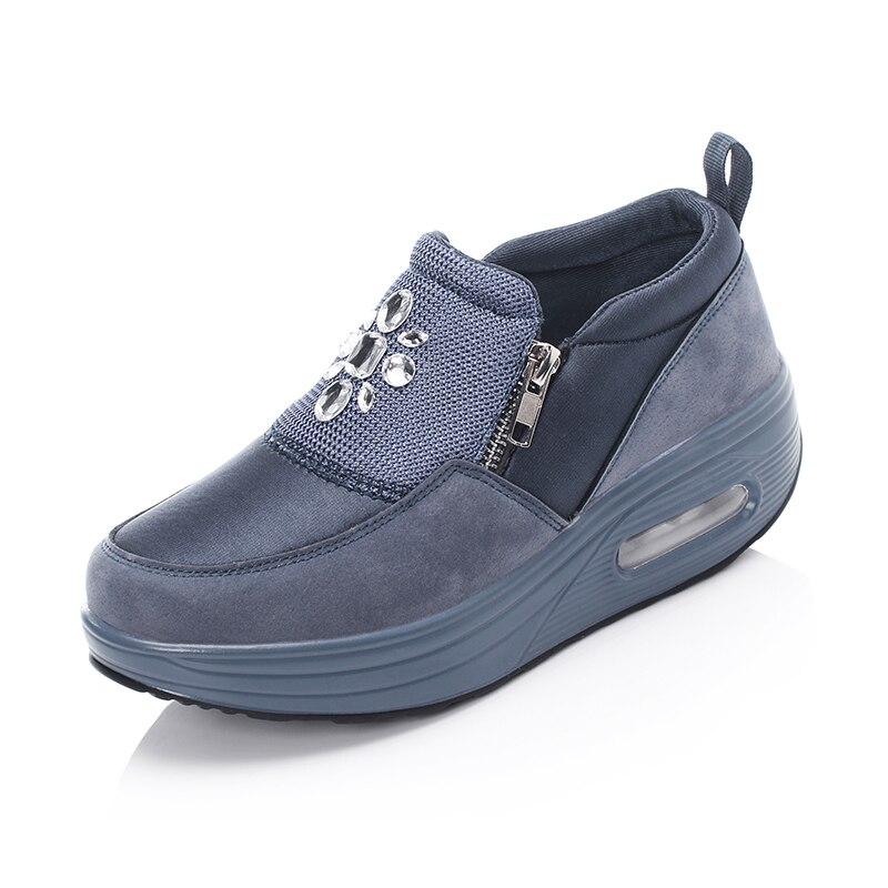 Toning Shoes Women Sport Fitness Sneakers Slip on Comfort Ladies Slimming Massage Sneakers Height Increasing Female Trainer: Blue / 36