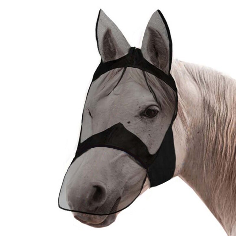 Harrison Howard CareMaster Pro Vliegenmasker Voor Paarden – Lichtgevend, Aquamarijn, Volledig Gezicht – Maat L – UV-bescherming En Ademend