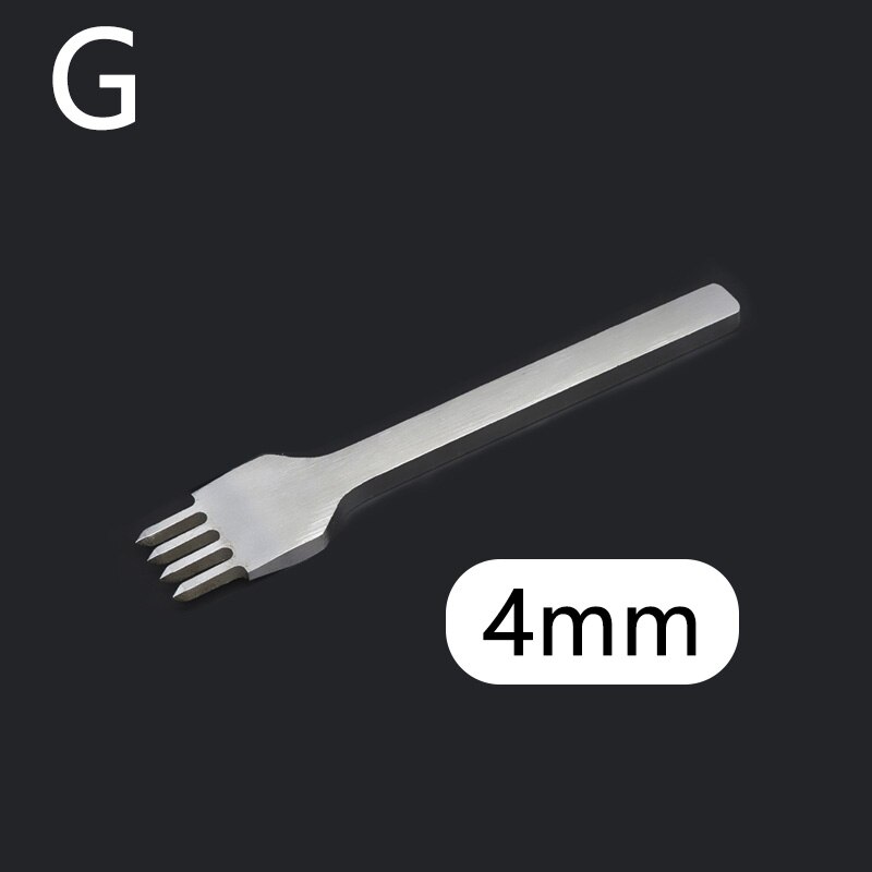 Juego de punzones de agujeros para artesanía de cuero, cincel de perforación de acero inoxidable, encaje de costura, espaciado, herramientas de perforación: 4mm-4 Prong