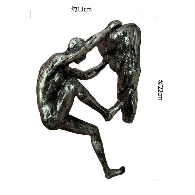 Figuras Retro de escalada en roca, escultura de resina artesanal, decoraciones de pared, colgante, estatua de pared de salón, deportista decorativo: G
