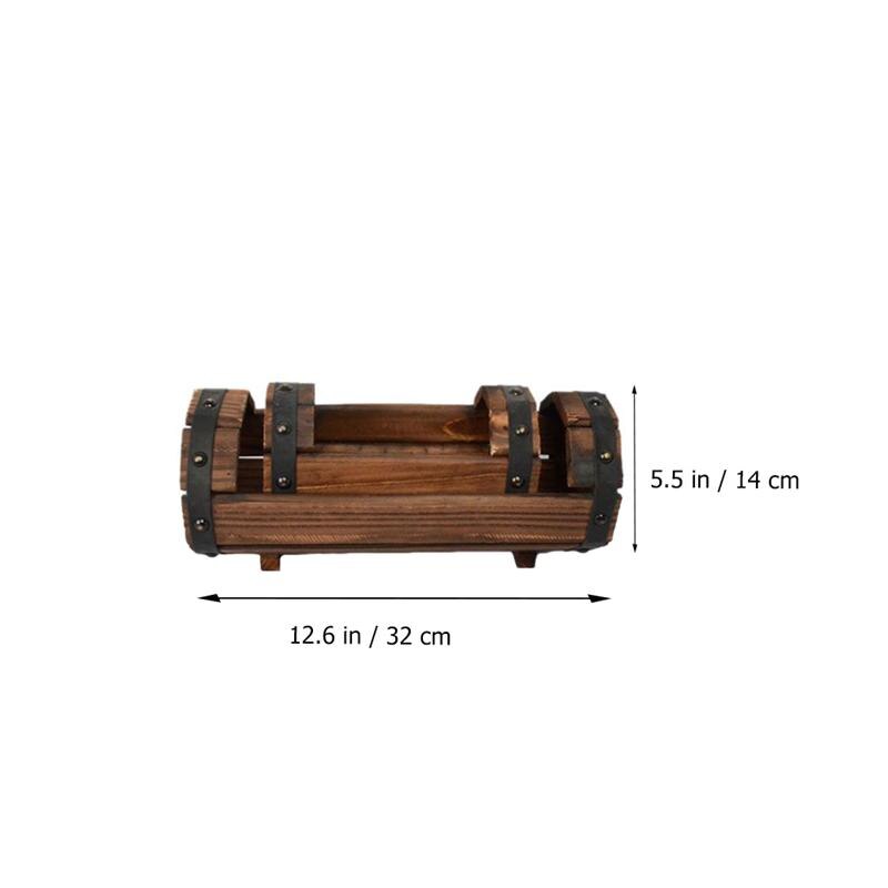2 unids/set la mitad de maceta de barril maceta de madera para flores carbonizado anticorrosivo contenedor