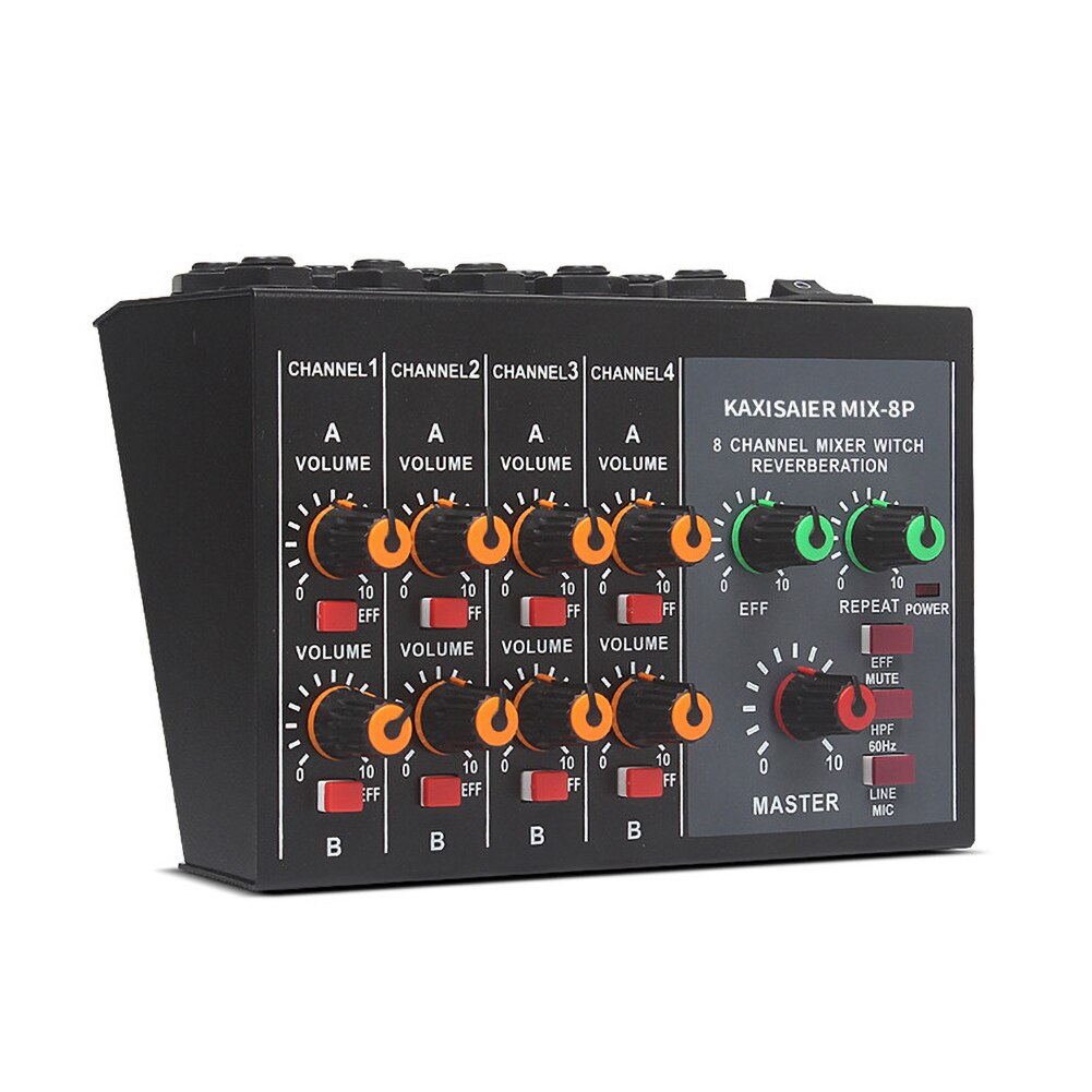 Tragbare Digitale 8-Kanal Stereo Sound Mischpult Reverb Wirkung Audio Mixer