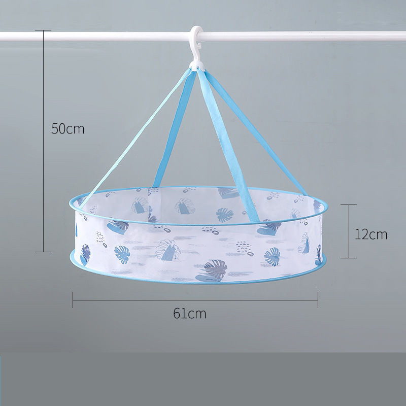 Cartoon Style Clothes Laundry Drying Net Single Double Layer Underwear Drying Basket Round Sweater Socks Drying Net Windproof: 2 layers E 48cm