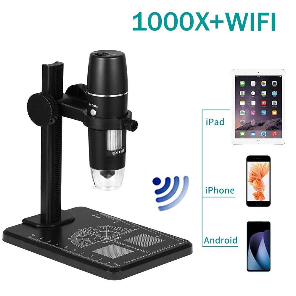 1000X Zoom WIFI HD Desktop Electronic Digital USB Microscope 8LED Plastic Support Stand For Apple Android Phone PC: WIFI Desktop