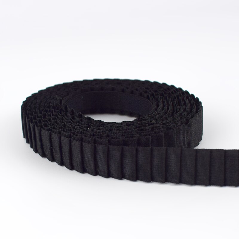 8 meter 13mm geplooide elastische band schouderband kinderschoenen elastisch kant band diy babyhaar naaien lint tape accessoires: Zwart